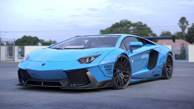 Blue Lamborghini Aventador — Calm, Afternoon, 3d Render