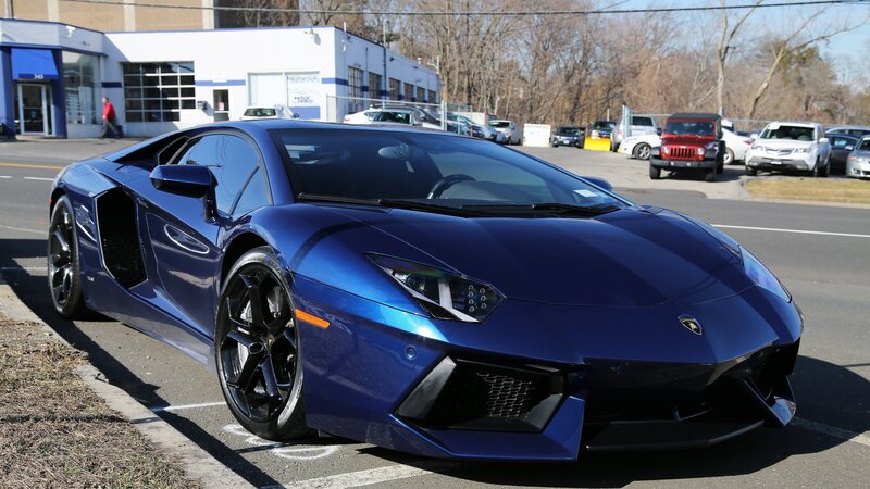 Blue Lamborghini Aventador — Dramatic, Afternoon, Photograph