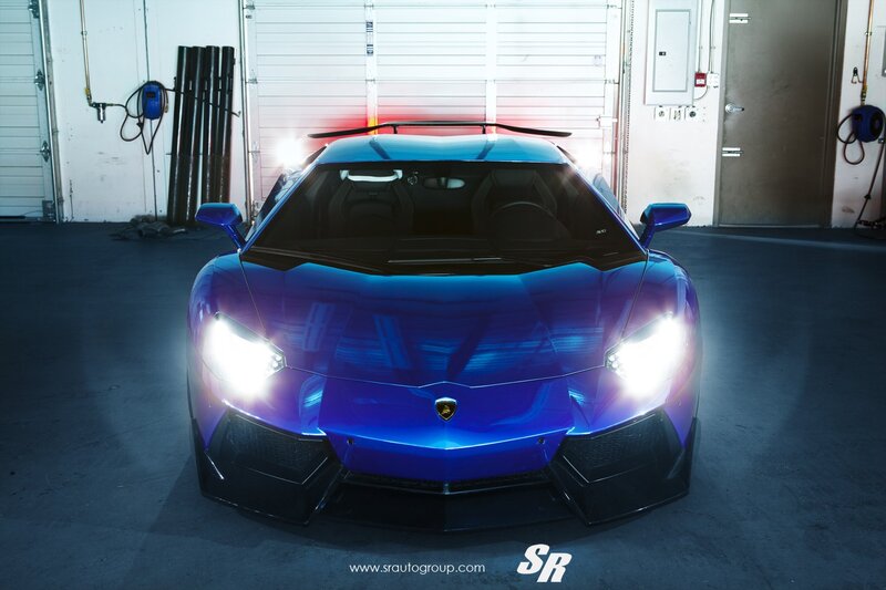 Blue Lamborghini Aventador — Dramatic, Photograph, Car, Garage