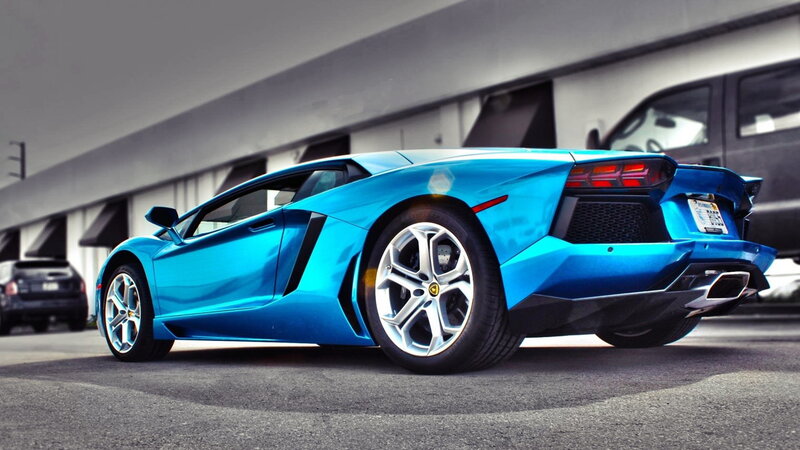 Blue Lamborghini Aventador — Dramatic, Photograph, Car