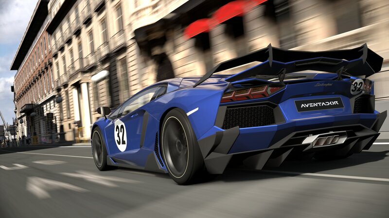 Blue Lamborghini Aventador — Dynamic, Afternoon