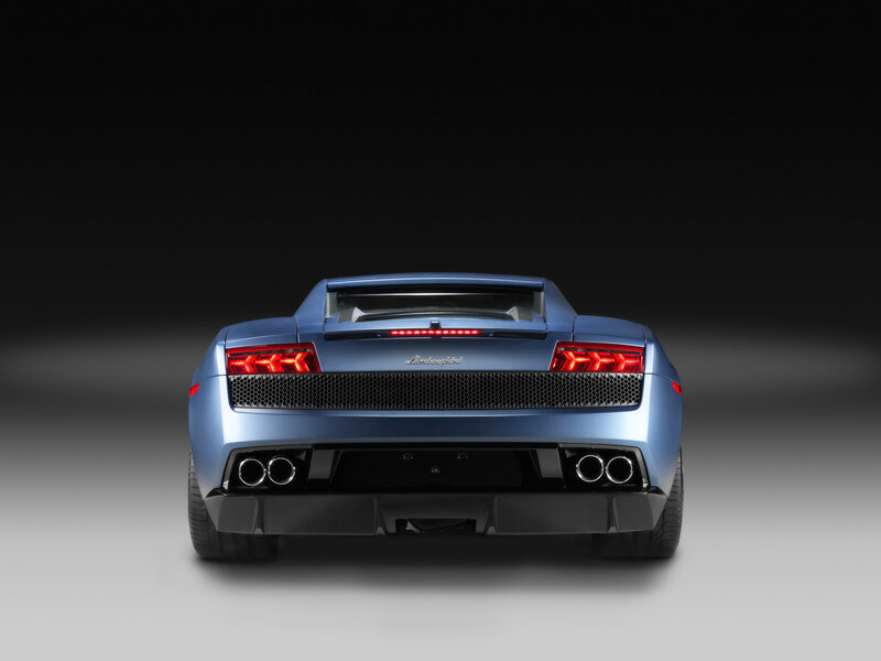 Blue Lamborghini Car — Dramatic, Photograph, Taillights, Exhaust Pipes, Rear Window