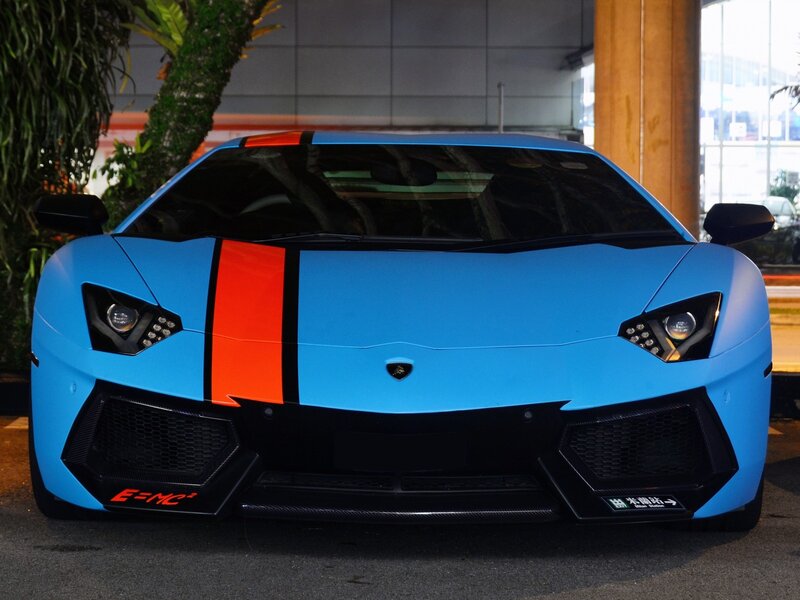 Blue Lamborghini Car — Dramatic, Photograph