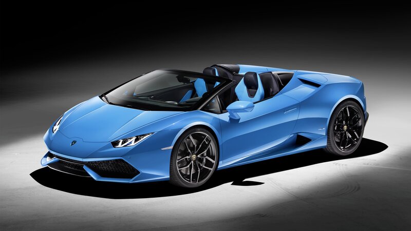 Blue Lamborghini Convertible — Dramatic, Photograph, Car, Seats