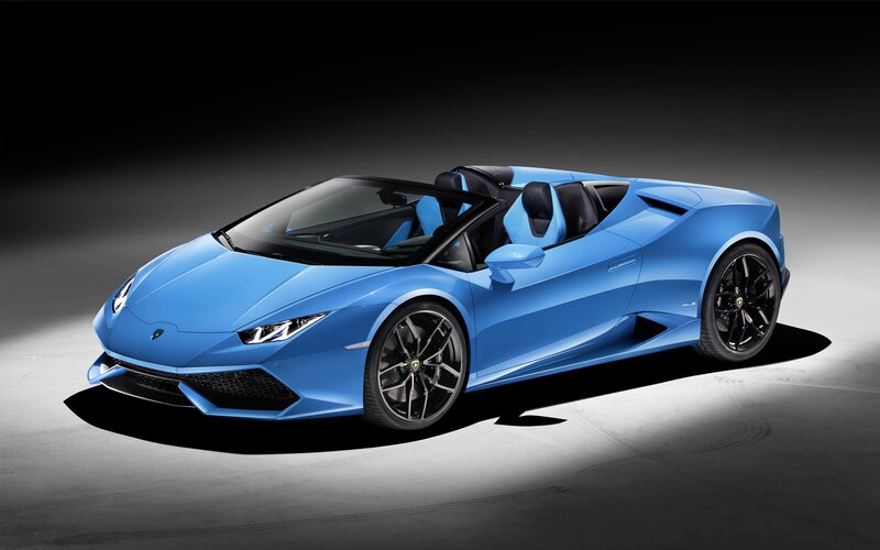 Blue Lamborghini Convertible — Dramatic, Photograph, Car