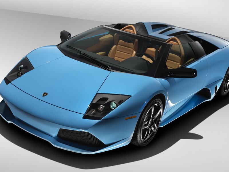 Blue Lamborghini Convertible — Dramatic, Photograph