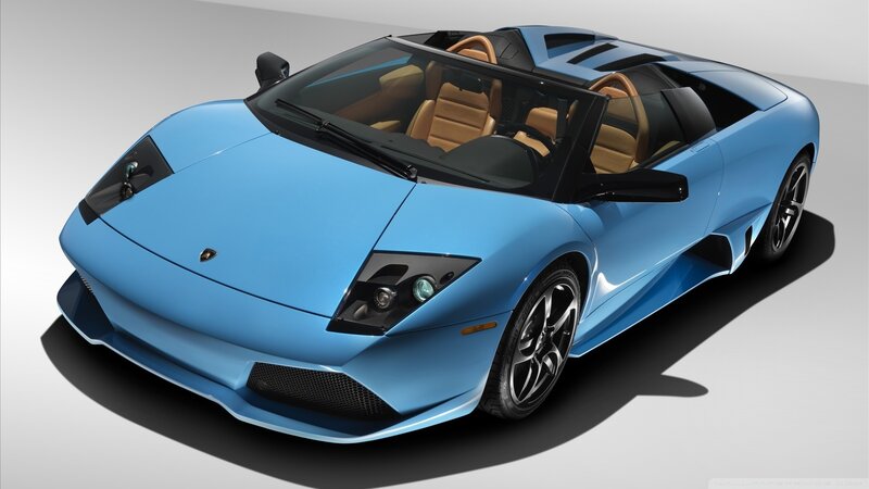 Blue Lamborghini Convertible — Tan