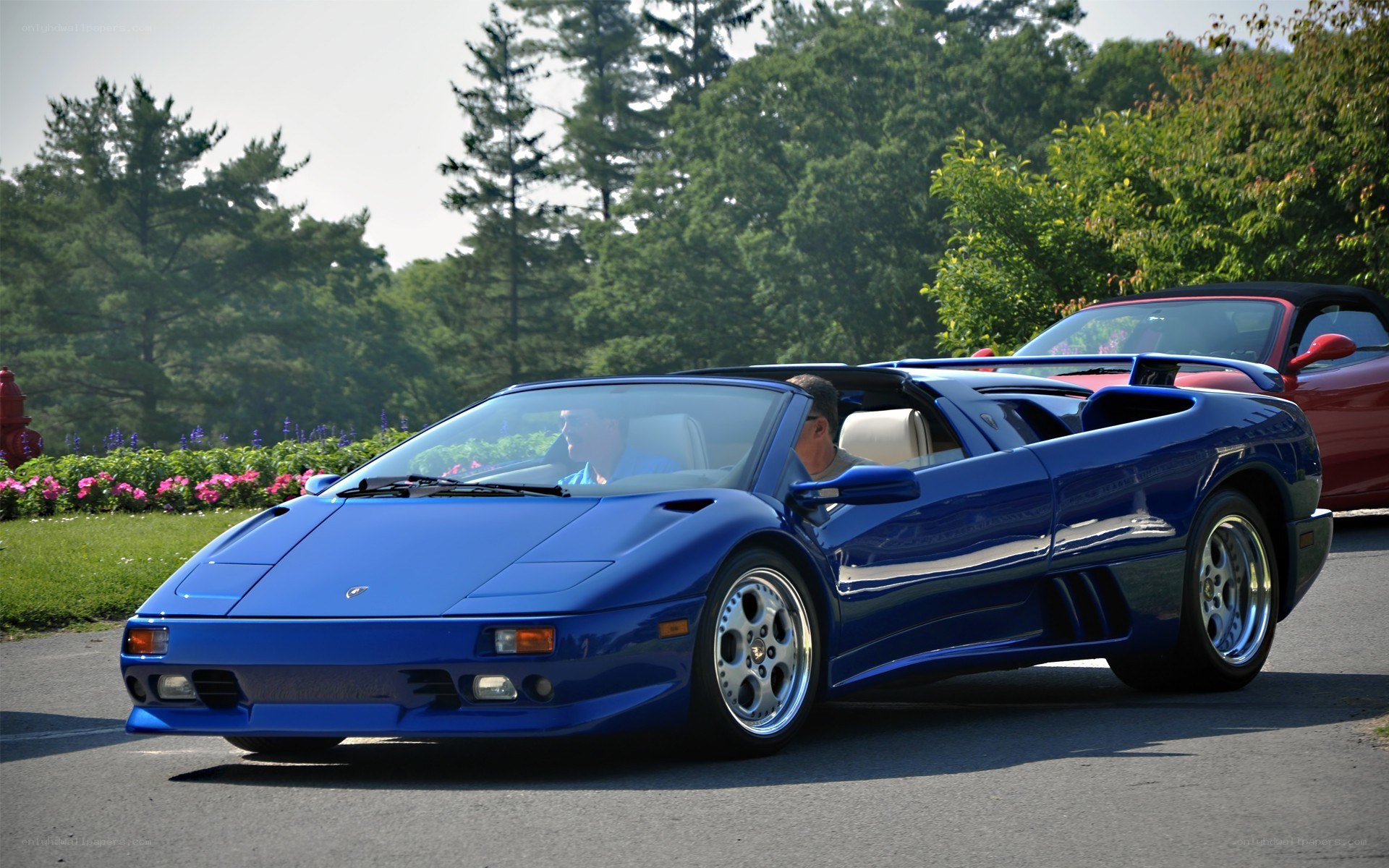 Blue Lamborghini Diablo on display