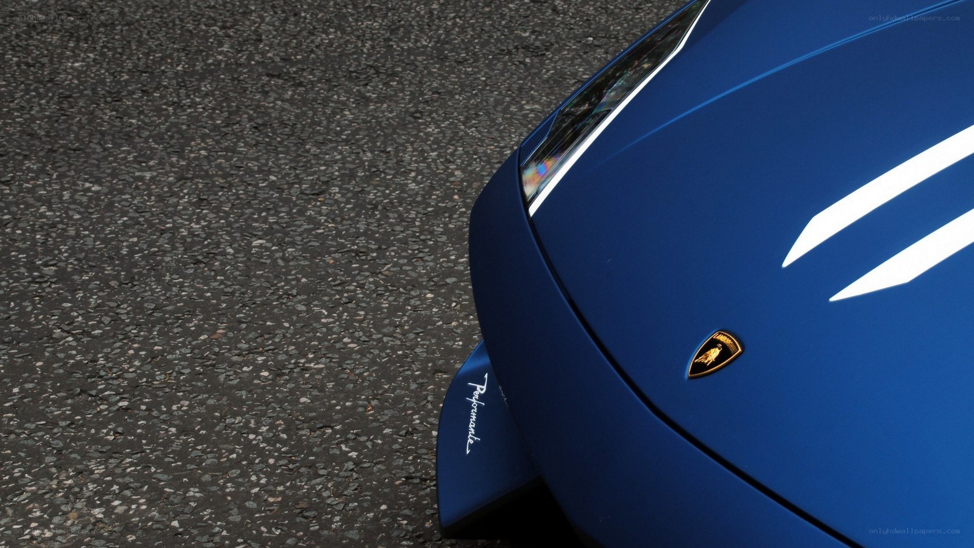 Blue Lamborghini front detail