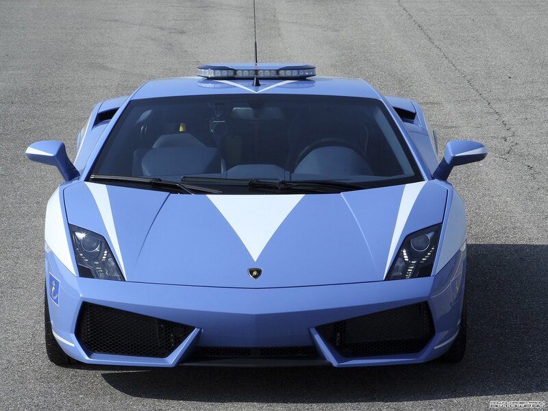 blue lamborghini police car