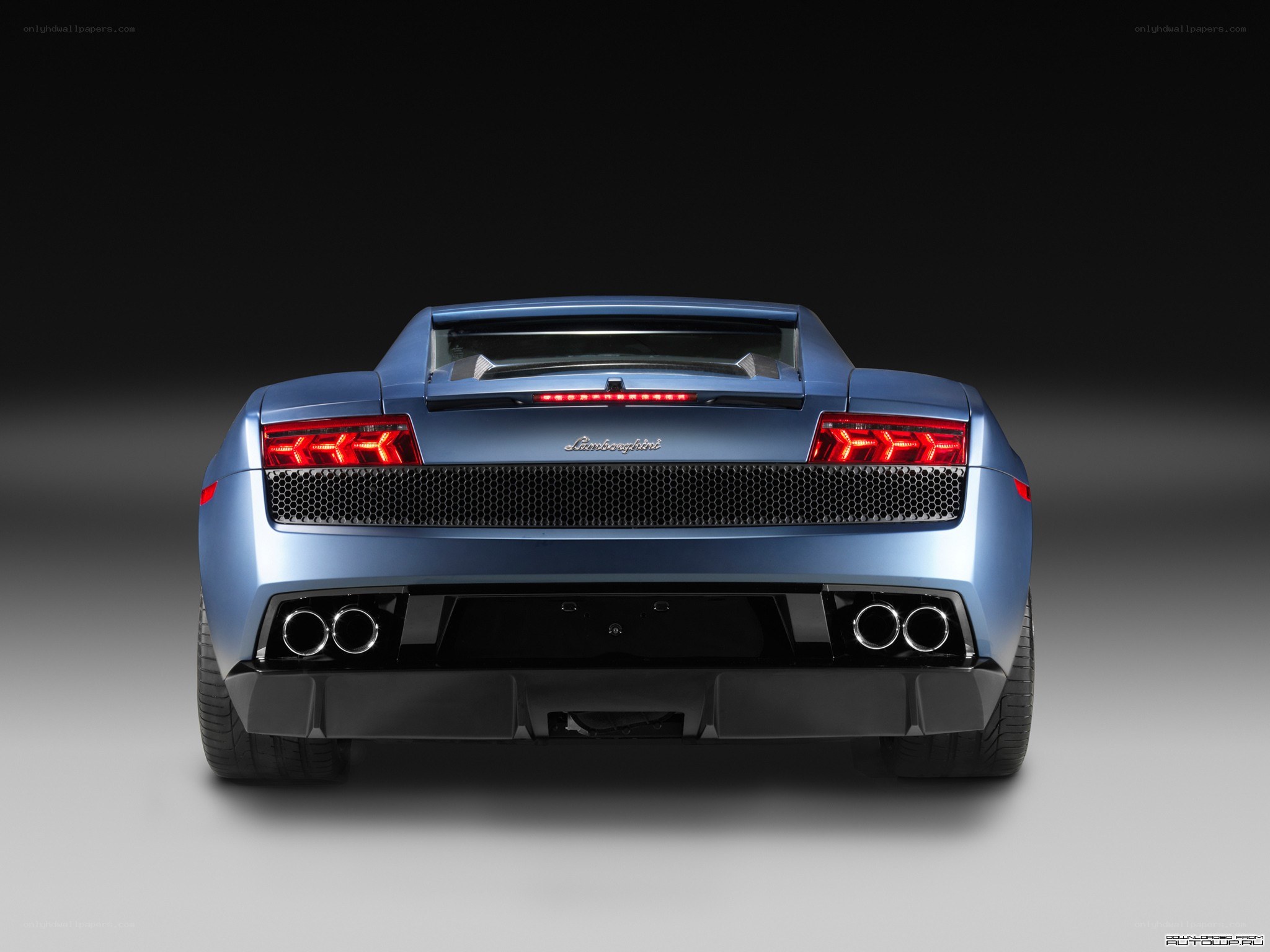 blue lamborghini rear view