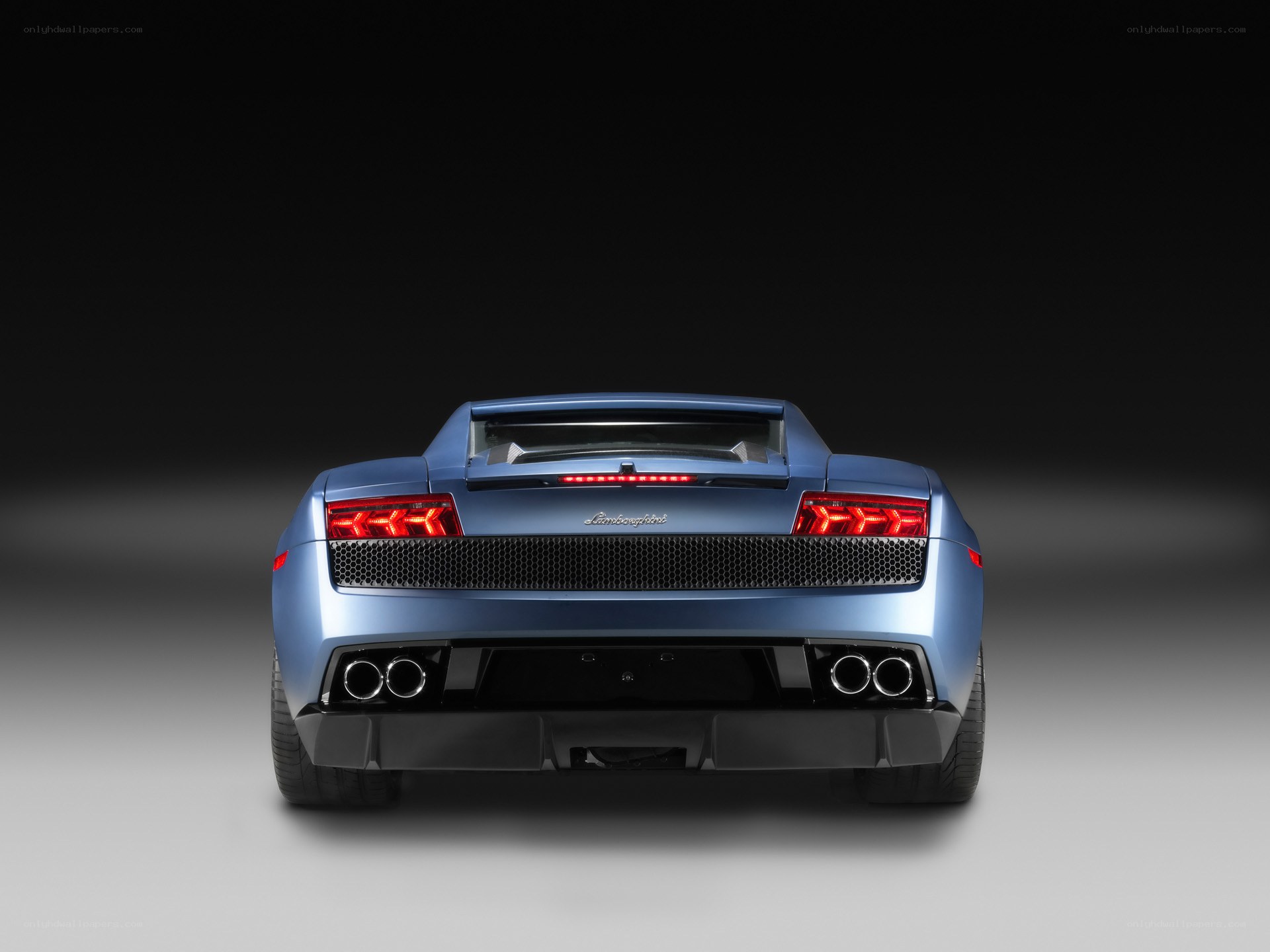 blue lamborghini rear view