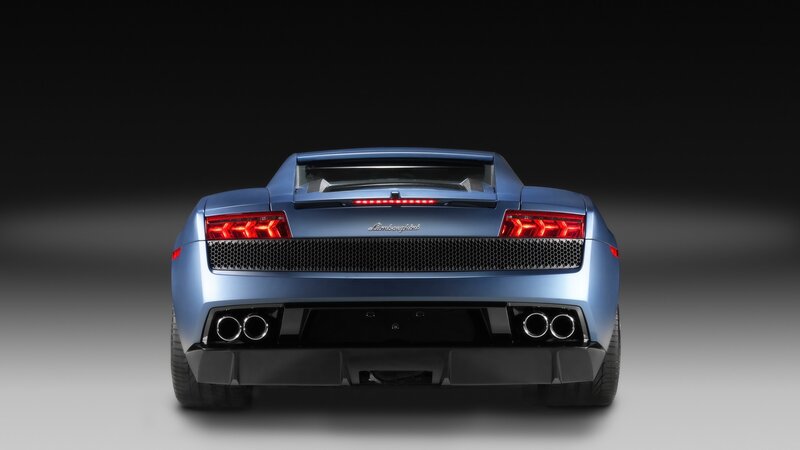 blue lamborghini rear view