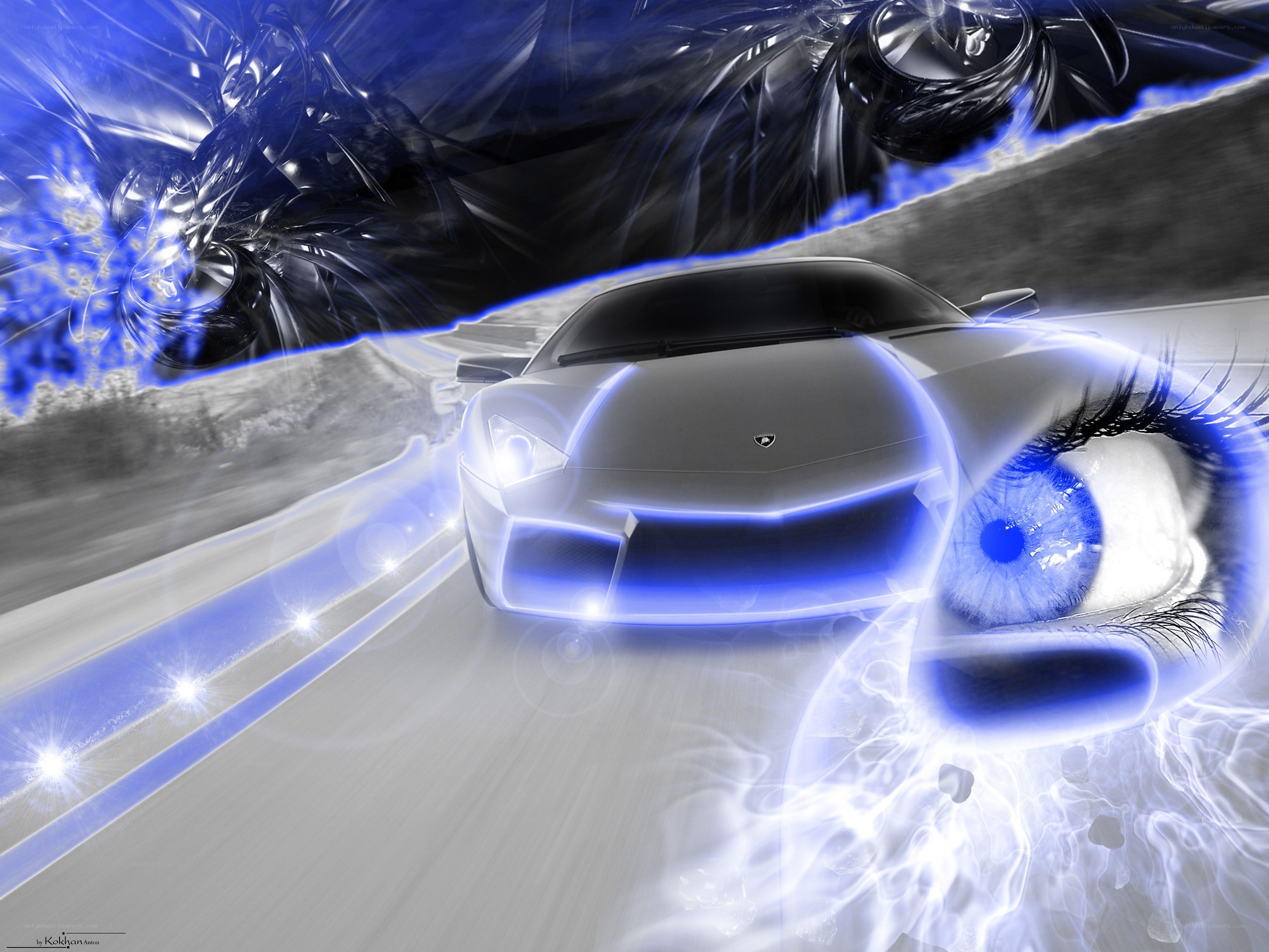 Blue Lamborghini Speed Art