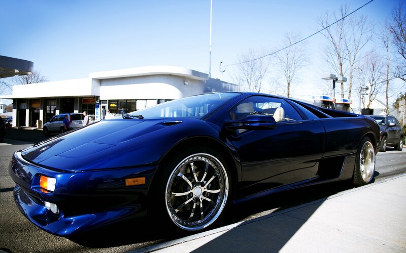 Blue Lamborghini sports car