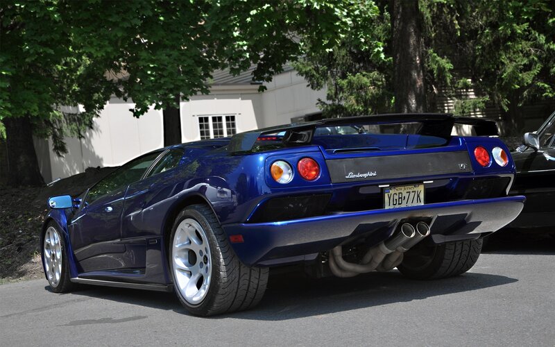 Blue Lamborghini sports car