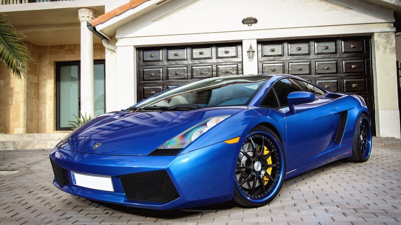 Blue Lamborghini sports car