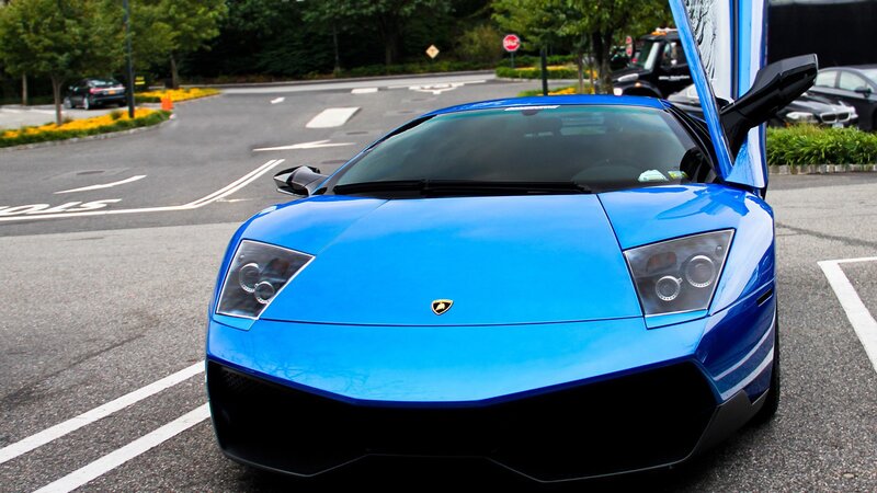 Blue Lamborghini sports car