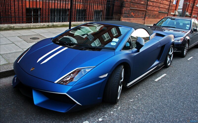 blue lamborghini sports car