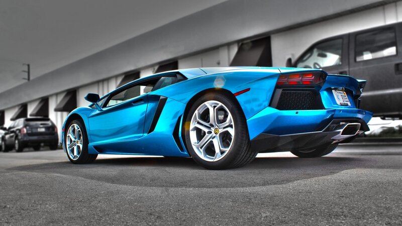 Blue Lamborghini sports car