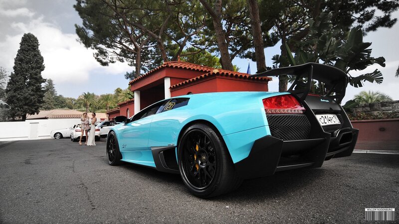 Blue Lamborghini sports car