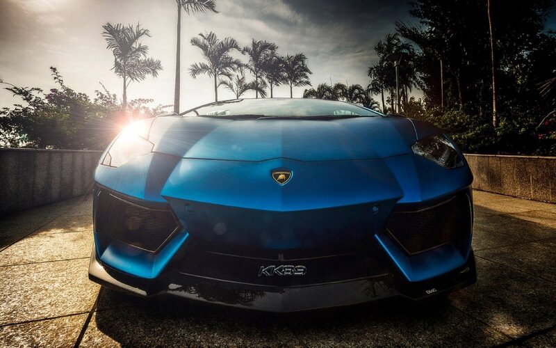 Blue Lamborghini sports car