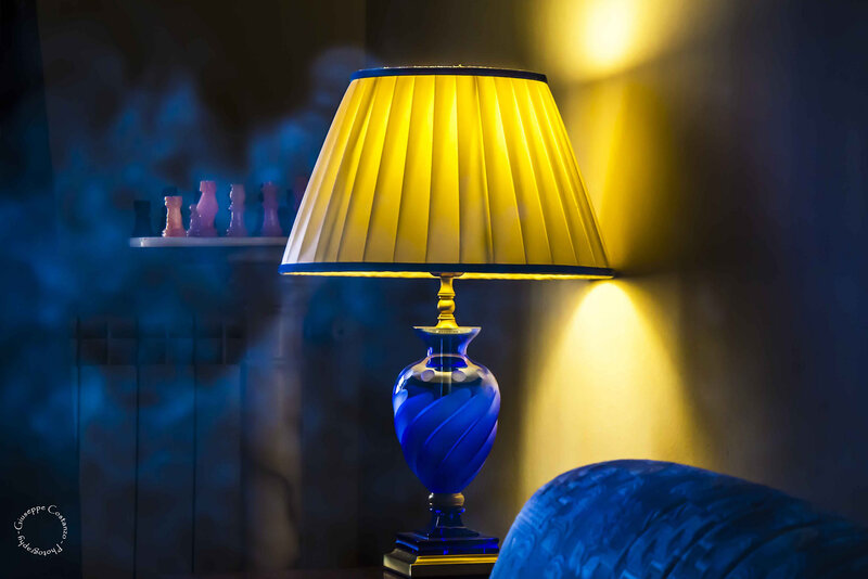 Blue Lamp on Table