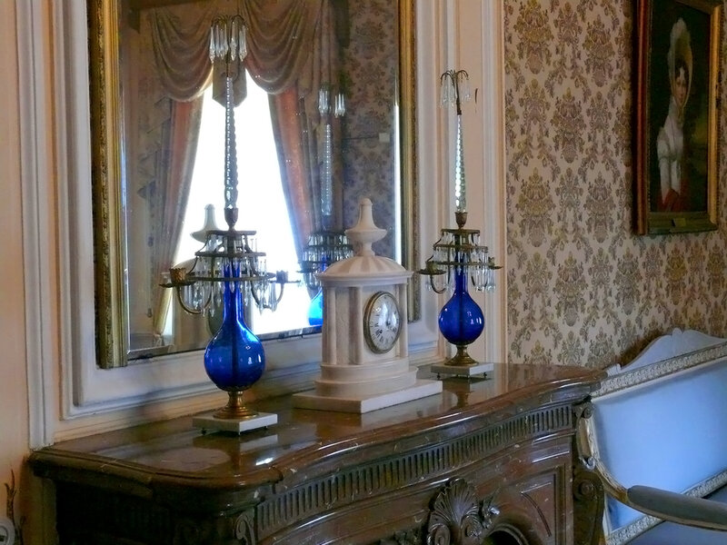 Blue Lamps on Console