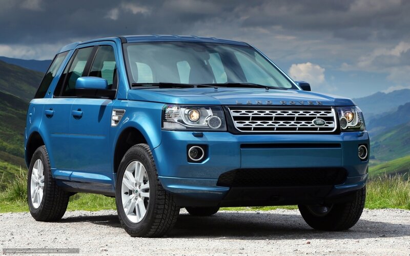 blue land rover suv