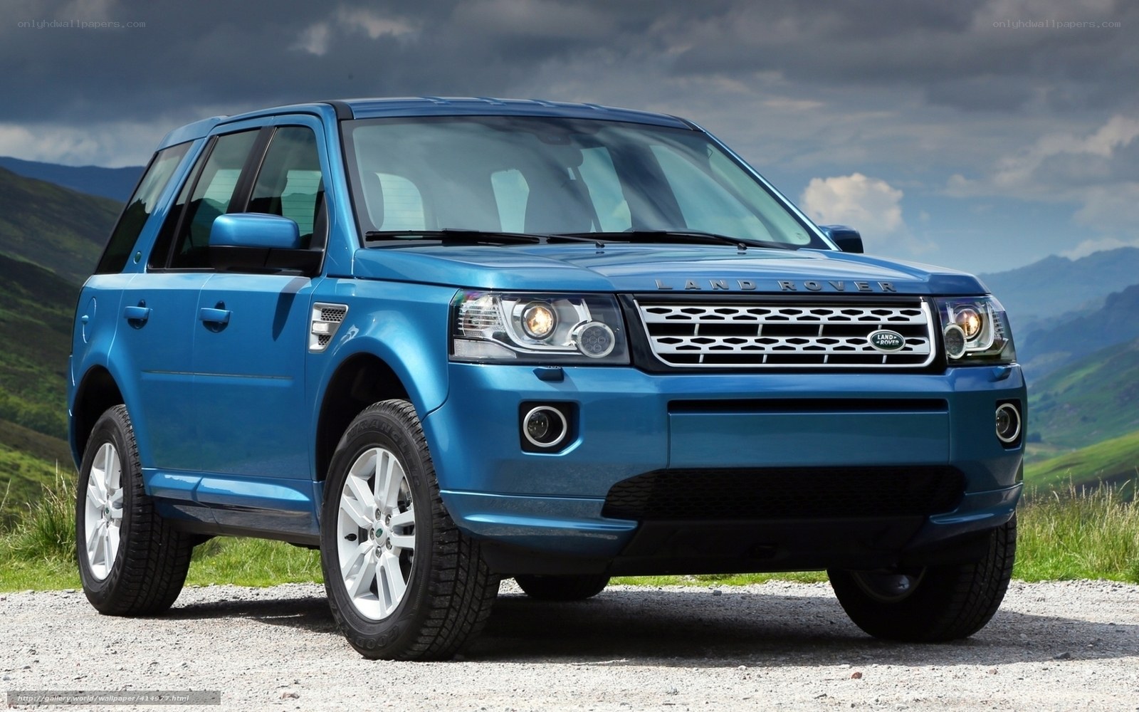 blue land rover suv