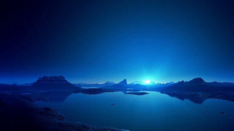 Blue landscape at dawn