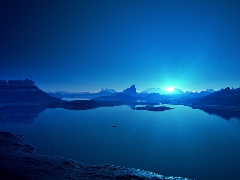 Blue Landscape at Sunrise — Serene