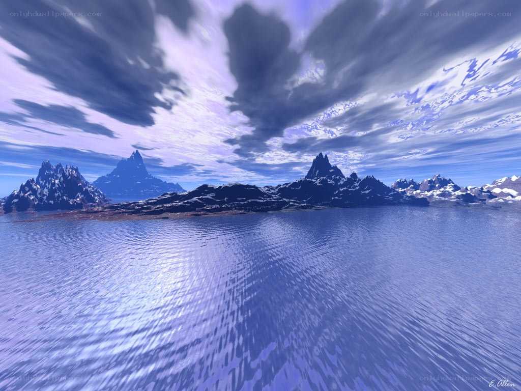 Blue landscape with mountains