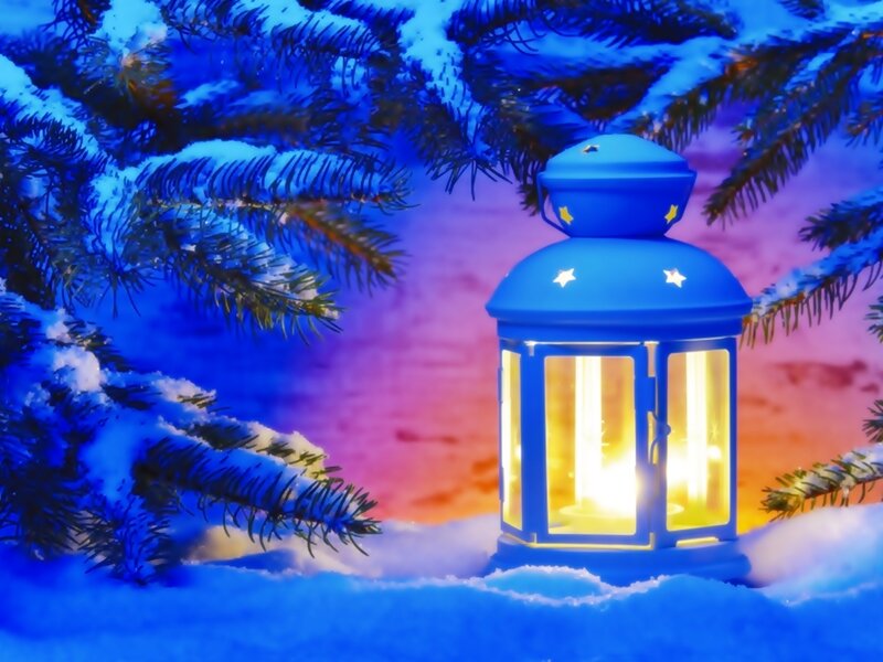 Blue Lantern in Snow