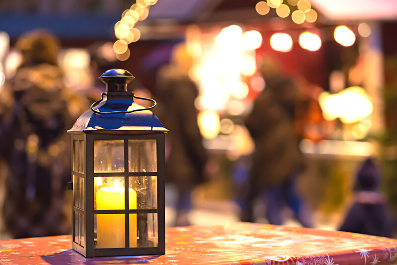 Blue Lantern with Candle