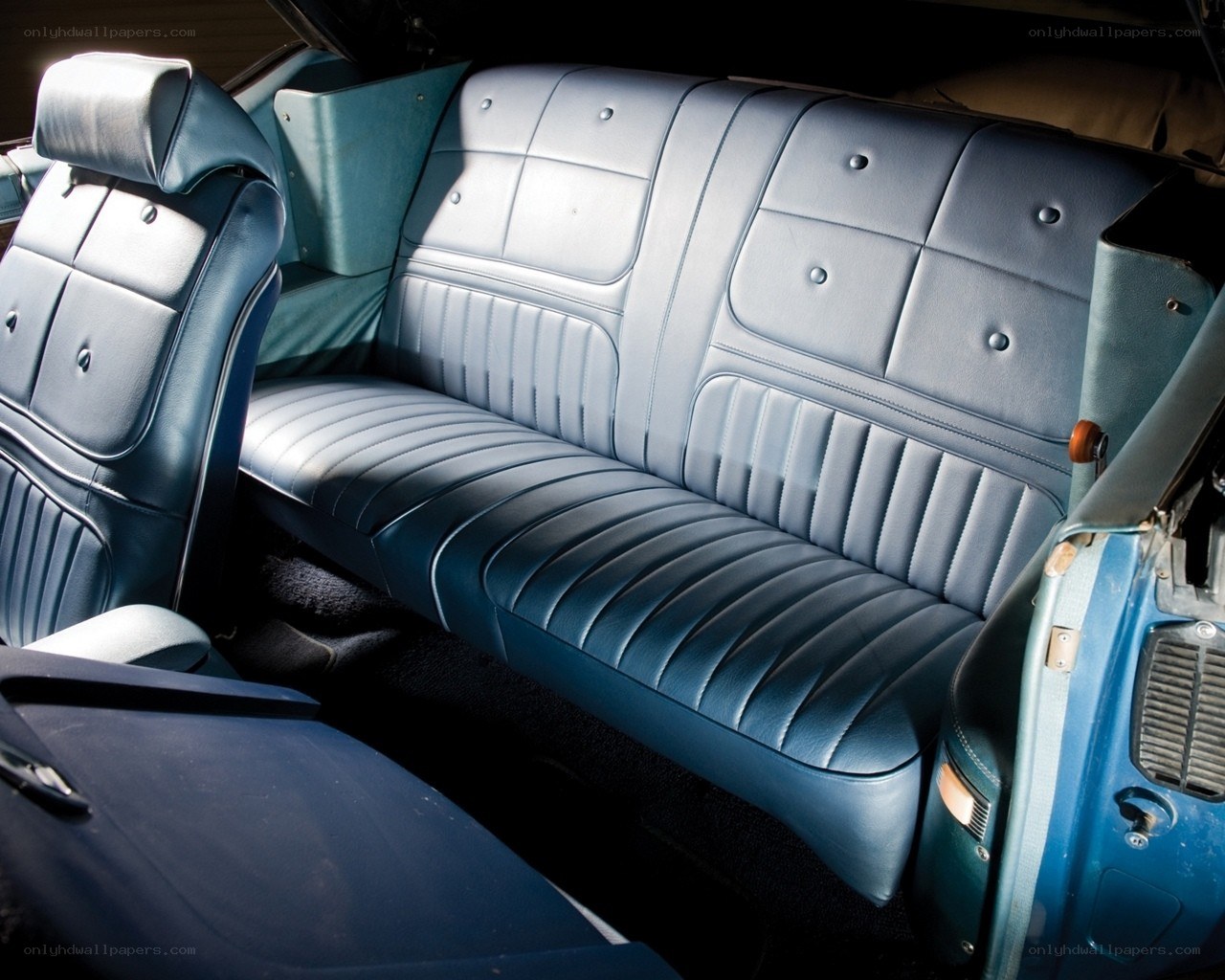 blue leather car interior