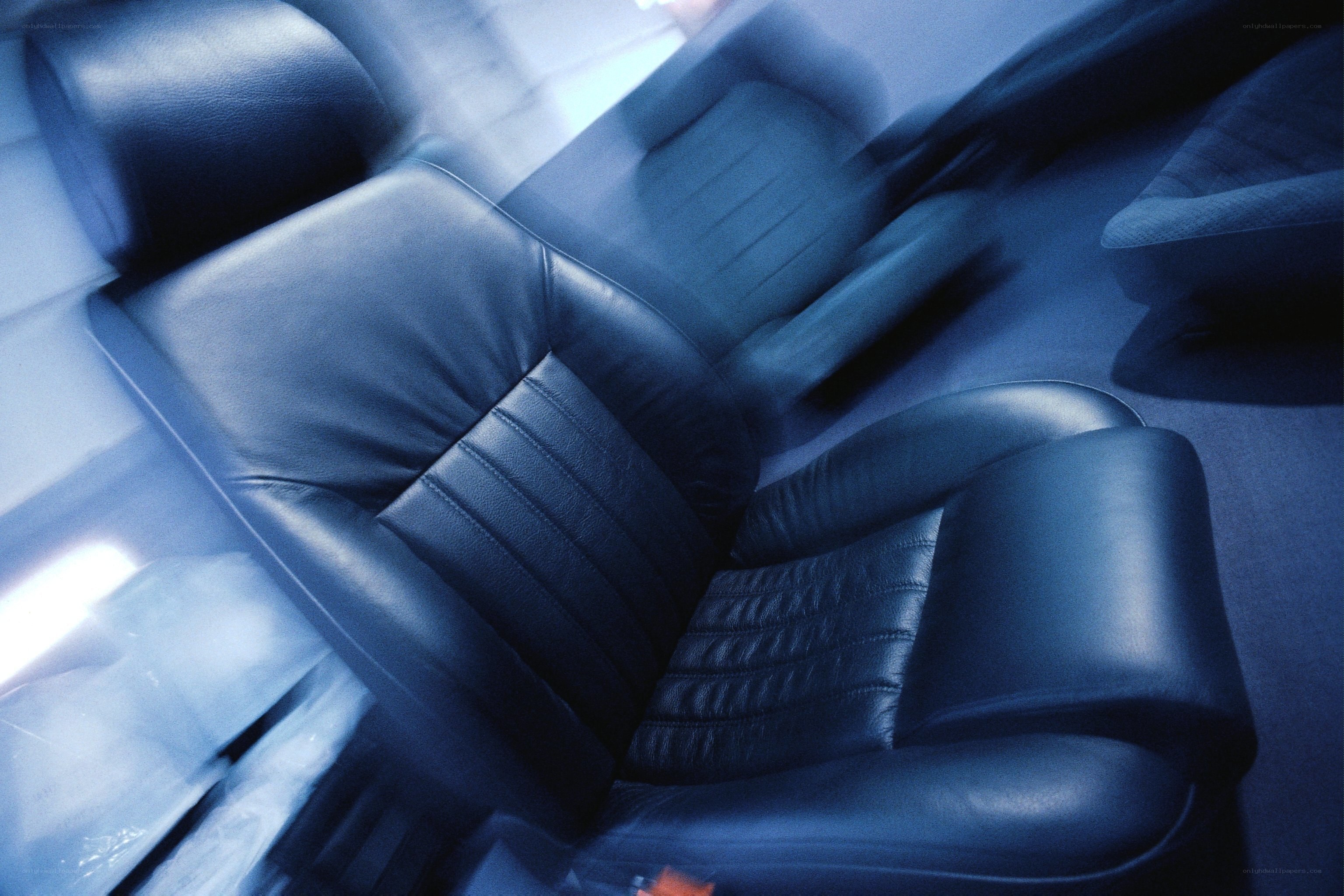 blue leather car seats