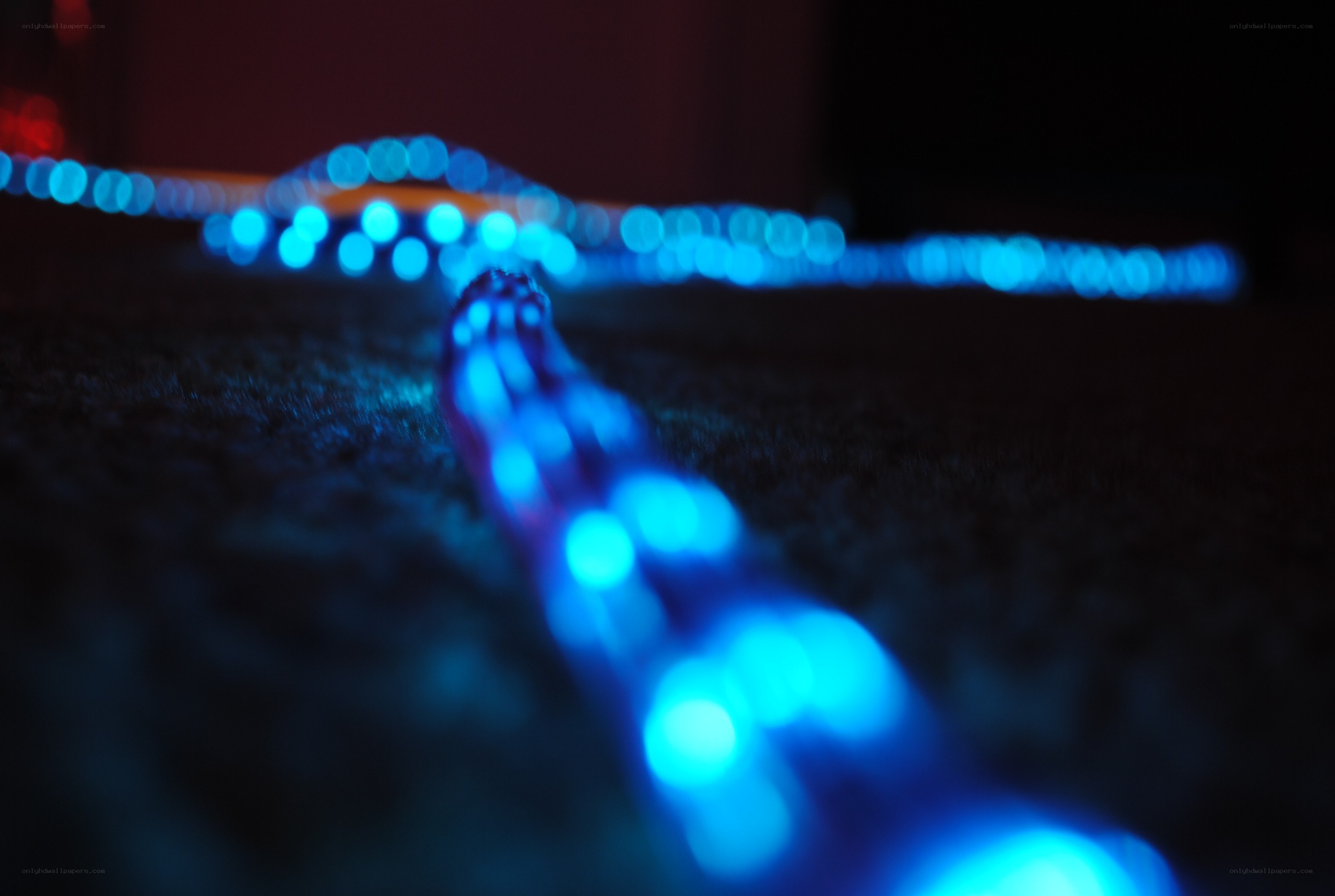 Blue LED lights on carpet