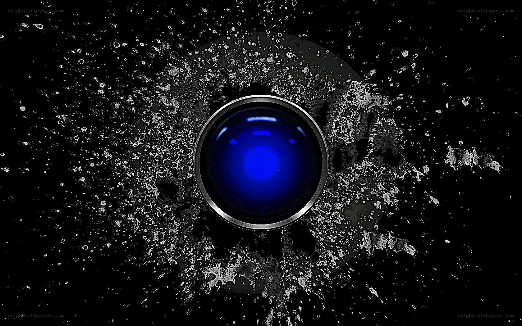 blue lens with water splash