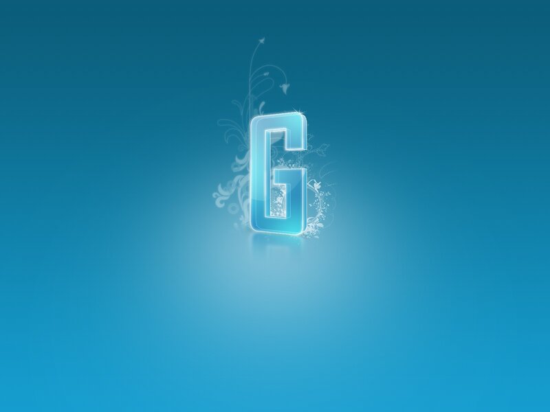 blue letter G with floral design
