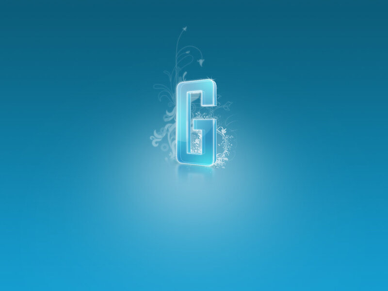blue letter G with floral design