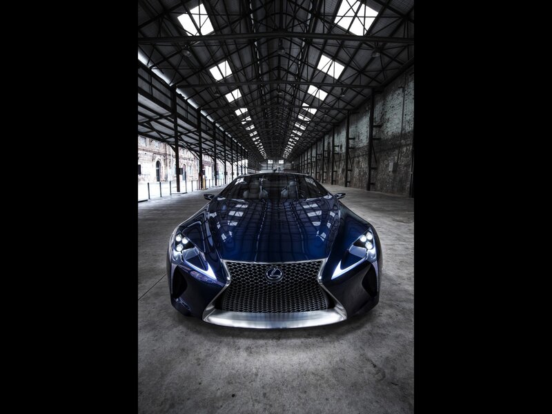 Blue Lexus Concept Car — Dramatic, Photograph, Warehouse, Concrete Floor, Black