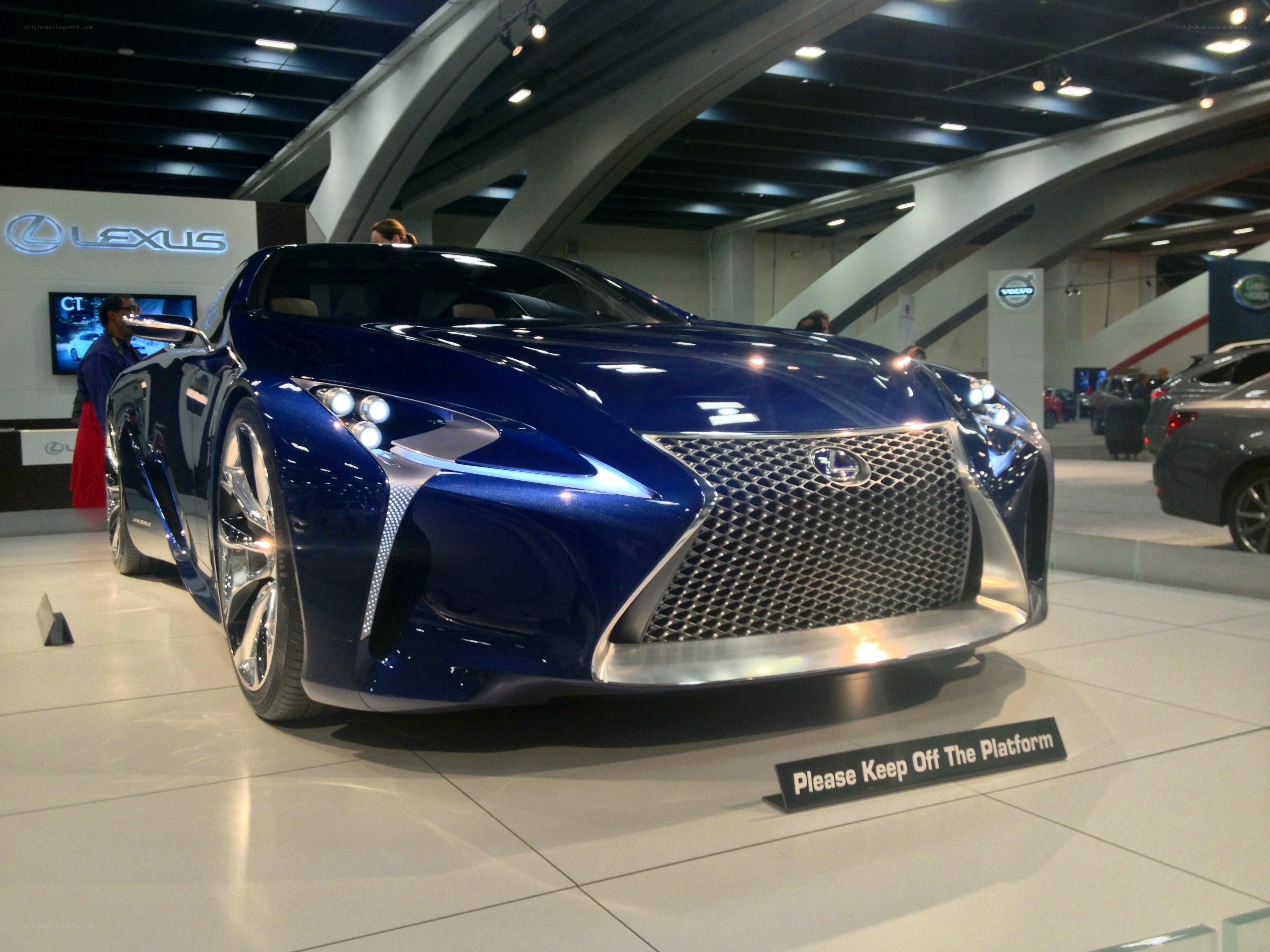 Blue Lexus concept car on display