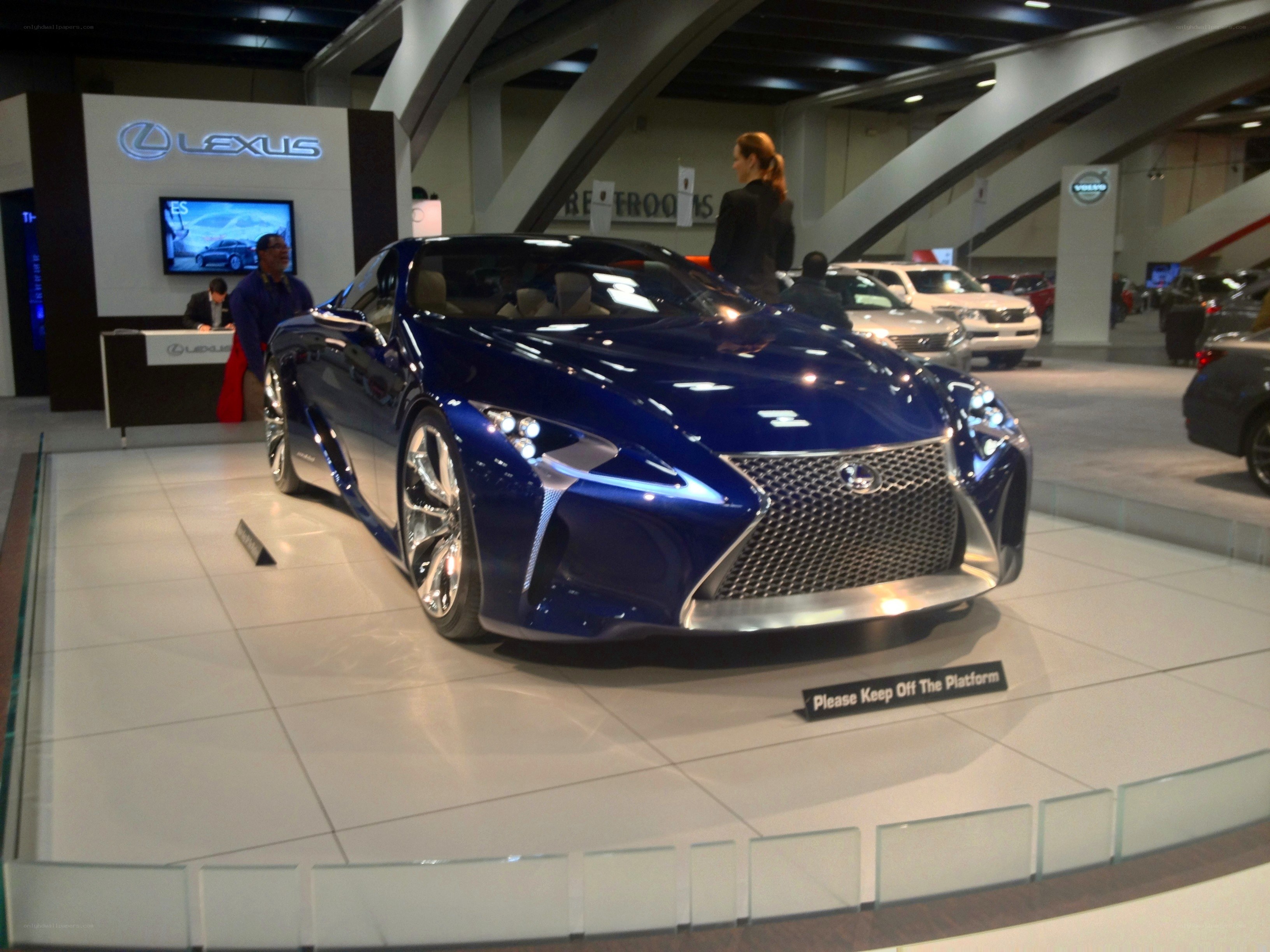 Blue Lexus concept car on display