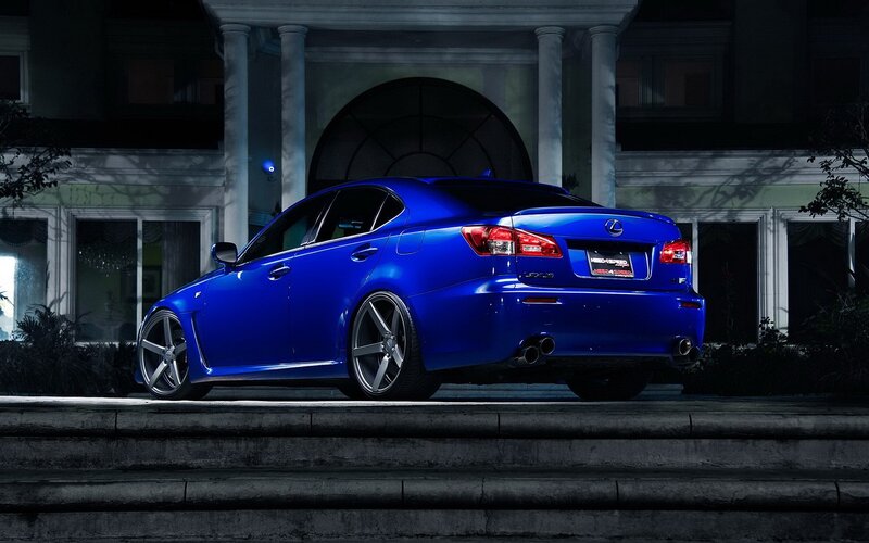 Blue Lexus IS-F at night