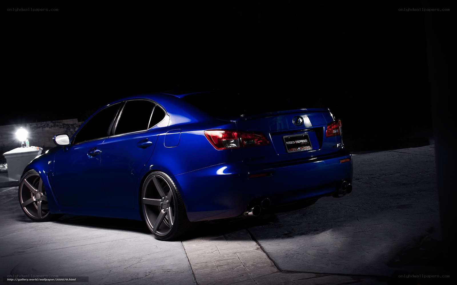 Blue Lexus IS-F at night
