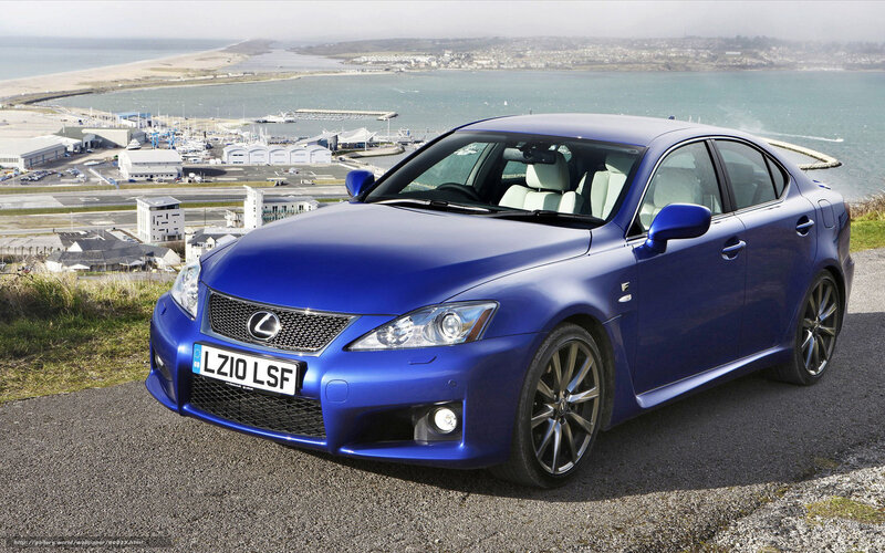 Blue Lexus IS-F by the coast
