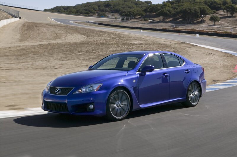 Blue Lexus IS-F on a racetrack