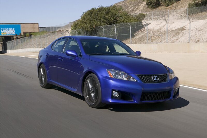 Blue Lexus IS-F on a racetrack