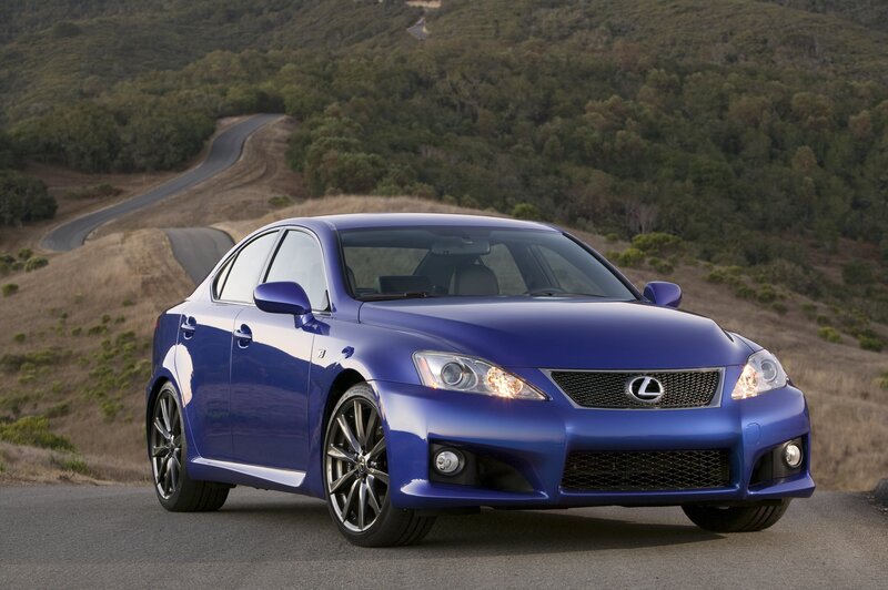 Blue Lexus IS-F on a winding road